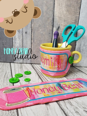 Sewing Notions Spool of Thread Applique Mug WRAP 5x7, 6x10 SET DIGITAL DOWNLOAD embroidery file ITH In the Hoop 1122