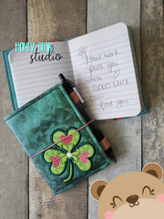 MCB Clover Hidden Hearts Trinity Shamrock Cover for Mini Composition Book 5x7 DIGITAL DOWNLOAD embroidery file ITH In the Hoop 0621