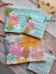 She Believed Floral Applique COASTER and MUG RUG Set 4x4 5x7  DIGITAL DOWNLOAD embroidery file ITH In the Hoop 0422