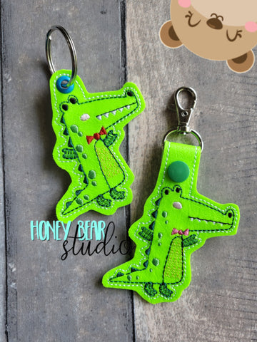 Snappy Gator Alligator snap tab, or eyelet key fob  set 4x4  DIGITAL DOWNLOAD embroidery file ITH In the Hoop 0722