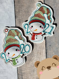 Christmas Snowman Year Ornament 4x4 DIGITAL DOWNLOAD embroidery file ITH In the Hoop 11 20