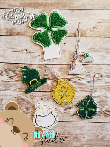 St Patrick Pot O Gold Rainbow Mini Ornament Set 4x4 DIGITAL DOWNLOAD embroidery file ITH In the Hoop 0222
