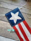 Star Ribbon Tail Bunting USA Flag Banner Piece 4x4 DIGITAL DOWNLOAD embroidery file ITH In the Hoop 0422