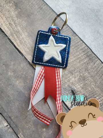 Ribbon Tail Star Square Shape Snap Tab, Eyelet SET DIGITAL DOWNLOAD embroidery file ITH In the Hoop 0422