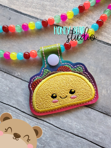 BEAD SNAPPER Necklace Add on Taco Kawaii  Applique 4x4  DIGITAL DOWNLOAD embroidery file ITH In the Hoop 0422