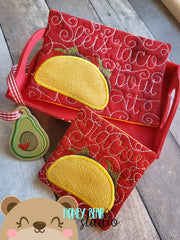 Taco Avocado Let's Taco Bout It Applique COASTER and MUG RUG Set 4x4 5x7  DIGITAL DOWNLOAD embroidery file ITH In the Hoop 0422