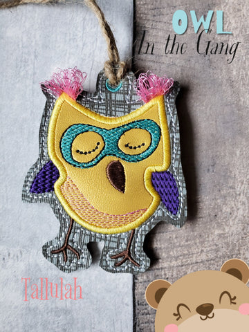 Owl In the Gang Tallulah Secret Agent Ornament 4x4 DIGITAL DOWNLOAD embroidery file ITH In the Hoop 11 20