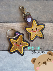 Kawaii Twinkle Star Applique Snap Tab, Eyelet SET DIGITAL DOWNLOAD embroidery file ITH In the Hoop 0222
