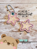 Twinkle Star Kawaii feltie SET, feltie, charm or zipper pull eyelet for 4x4  DIGITAL DOWNLOAD embroidery file ITH In the Hoop 0222