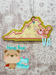Virginia State Applique Christmas Ornament MS 4x4 5x7 DIGITAL DOWNLOAD embroidery file ITH In the Hoop