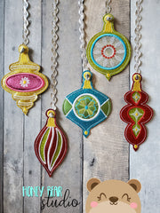 Vintage Reverse Applique Ornament Pack 4x4 DIGITAL DOWNLOAD embroidery file ITH In the Hoop 0721