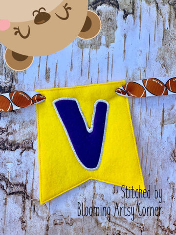 Applique Alphabet Letter V Party Pumpkin Banner Piece for 4x4, 5x7, DIGITAL DOWNLOAD embroidery file ITH In the Hoop