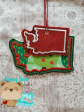 Washington State Applique Christmas Ornament MS 4x4 5x7 DIGITAL DOWNLOAD embroidery file ITH In the Hoop