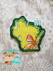Wisconsin State Applique Christmas Ornament WI 4x4 5x7 DIGITAL DOWNLOAD embroidery file ITH In the Hoop