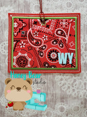 Wyoming State Applique Christmas Ornament MS 4x4 5x7 DIGITAL DOWNLOAD embroidery file ITH In the Hoop