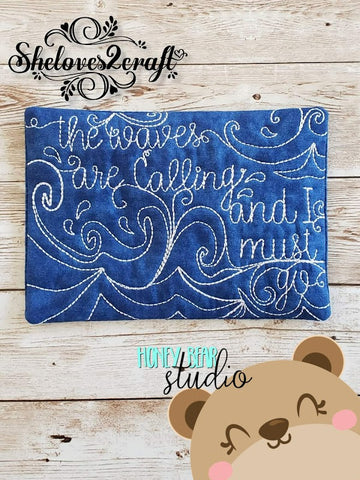 The Waves are Calling Beach Ocean Island Line Art MUG RUG only 5x7 DIGITAL DOWNLOAD embroidery file ITH In the Hoop 0222