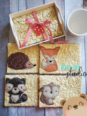 Woodland Animals Applique MUG RUG pack Big VALUE 4 Designs Pack 5x7 ONLY DIGITAL DOWNLOAD embroidery file ITH In the Hoop 1121
