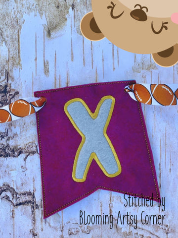 Applique Alphabet Letter X Party Pumpkin Banner Piece for 4x4, 5x7, DIGITAL DOWNLOAD embroidery file ITH In the Hoop