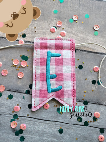 AddiePoo Font Alphabet Letter E Flag Banner Piece 4x4 DIGITAL DOWNLOAD embroidery file ITH In the Hoop 0322