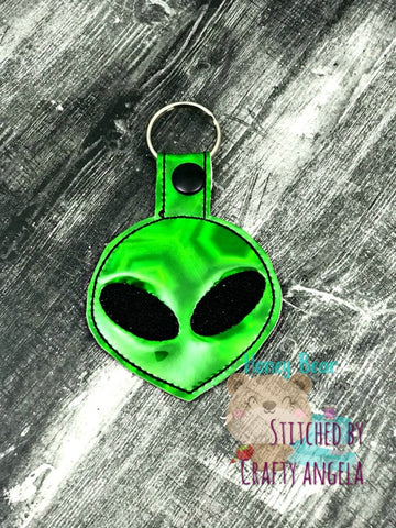 Alien head simple space snap tab, or eyelet key fob  set 4x4  DIGITAL DOWNLOAD embroidery file ITH In the Hoop May 17 2019