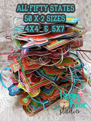 FIFTY State Applique Christmas Ornaments ALL 4x4 5x7 DIGITAL DOWNLOAD embroidery file ITH In the Hoop Oct 2019
