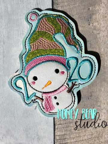 Christmas Snowman Year Ornament 4x4 DIGITAL DOWNLOAD embroidery file ITH In the Hoop 11 20