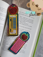 Applique Apple School Teacher Bookmark Regular for 4x4 and 5x7 DIGITAL DOWNLOAD embroidery file ITH In the Hoop 0722