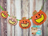 WHOLE SET Party Pumpkin Banner Piece for 4x4, 5x7, 6x10, 8x12 DIGITAL DOWNLOAD embroidery file ITH In the Hoop