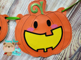 Party Pumpkin Banner Piece for 4x4, 5x7, 6x10, 8x12 DIGITAL DOWNLOAD embroidery file ITH In the Hoop