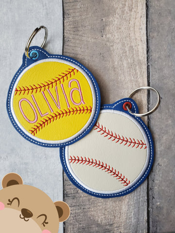 Baseball Softball Sports Taggie, luggage gift tags, eyelet for 4x4  DIGITAL DOWNLOAD embroidery file ITH In the Hoop 12 2020