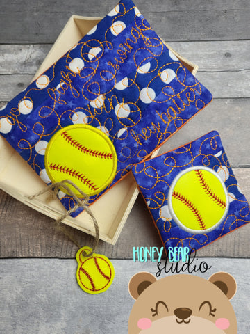 Baseball Softball Applique Strips COASTER and MUG RUG Set 4x4 5x7  DIGITAL DOWNLOAD embroidery file ITH In the Hoop 0822