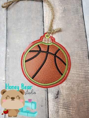 Sports Christmas Basketball Applique  4x4 DIGITAL DOWNLOAD embroidery file ITH In the Hoop Nov 2019