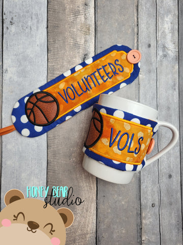 Basketball Applique Mug WRAP 5x7, 6x10 SET DIGITAL DOWNLOAD embroidery file ITH In the Hoop 0822