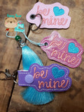 Be Mine Heart Valentine snap tab, or eyelet fob for 4x4  DIGITAL DOWNLOAD embroidery file ITH In the Hoop Jan 28 2019