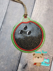 Sports Christmas  Bowling ball Applique  4x4 DIGITAL DOWNLOAD embroidery file ITH In the Hoop DEC 2019