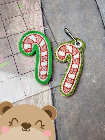 Candy Cane Christmas feltie SET, feltie, charm or zipper pull eyelet for 4x4  DIGITAL DOWNLOAD embroidery file ITH In the Hoop Nov 2019