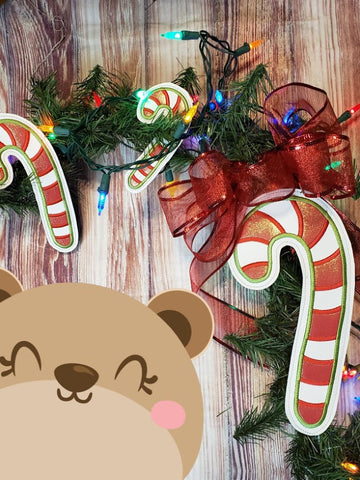 Giant Feltie Candy Cane Wreath Pieces for 4x4, 5x7, 6x10 DIGITAL DOWNLOAD embroidery file ITH In the Hoop Nov 2019