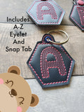 CHALKY Font FULL ALPHABET A-Z  HEXI  snap tab, or eyelet fob for 4x4  DIGITAL DOWNLOAD embroidery file ITH In the Hoop 0921