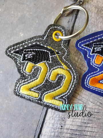 Class of 2022 22 snap tab or eyelet fob for 4x4  DIGITAL DOWNLOAD embroidery file ITH In the Hoop 0621