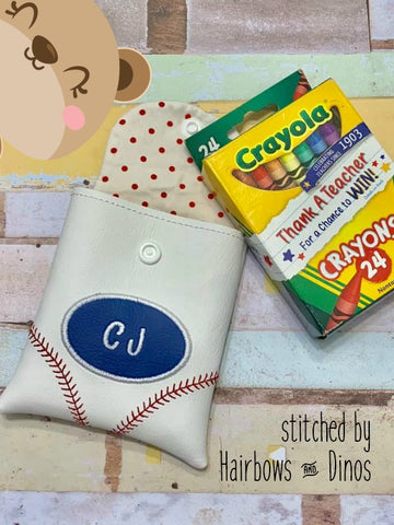 SKRIBBLE Sports Baseball Softball Crayon Snap Pouch for Vinyl 5x7 DIGITAL DOWNLOAD embroidery file ITH In the Hoop