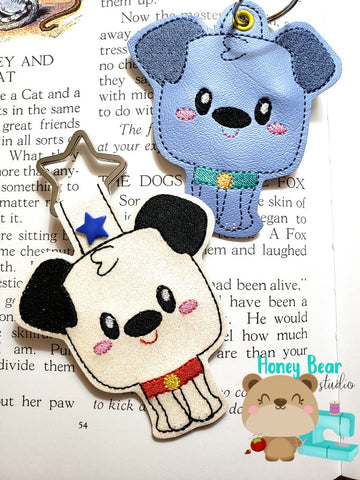 Kawaii Cute Puppy Dog snap tab, or eyelet key fob  set 4x4  DIGITAL DOWNLOAD embroidery file ITH In the Hoop May 20 2019