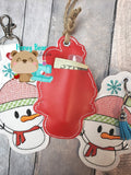 Snowman Christmas SHAPED Lip Balm Pocket Ornament Holder 4x4 and 5x7 DIGITAL DOWNLOAD embroidery file ITH In the Hoop Nov 2019