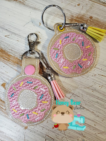 Iced Sprinkles Donut snap tab or eyelet for 4x4  DIGITAL DOWNLOAD embroidery file ITH In the Hoop Jun 2020
