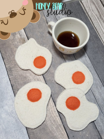 Fried Egg Feltster Coaster Giant Feltie Set 4x4 5x7 DIGITAL DOWNLOAD embroidery file ITH In the Hoop 0423 02