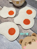 Fried Egg Feltster Coaster Giant Feltie Set 4x4 5x7 DIGITAL DOWNLOAD embroidery file ITH In the Hoop 0423 02