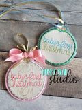 Baby's First Christmas Customizable CIRCLE Applique Ornament 4x4 DIGITAL DOWNLOAD embroidery file ITH In the Hoop 1121