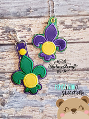Fleur de Lis Applique Mardi Gras Snap Tab, Eyelet SET DIGITAL DOWNLOAD embroidery file ITH In the Hoop 0122