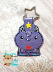 Little FETCH Monster Heart Valentine snap tab, or eyelet fob for 4x4  DIGITAL DOWNLOAD embroidery file ITH In the Hoop Jan 17 2019