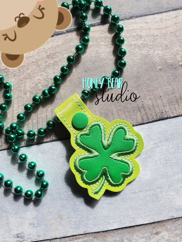 BEAD SNAPPER Necklace Add on Clover Shamrock Lucky 4 leaf Applique 4x4  DIGITAL DOWNLOAD embroidery file ITH In the Hoop 0122