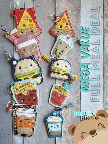 MEGA VALUE FULL MEAL DEAL Kawaii Foods Gift Card Holders AND FOBS Applique 4x4, 5x7 Snap Tab, Eyelet SET DIGITAL DOWNLOAD embroidery file ITH In the Hoop 0922